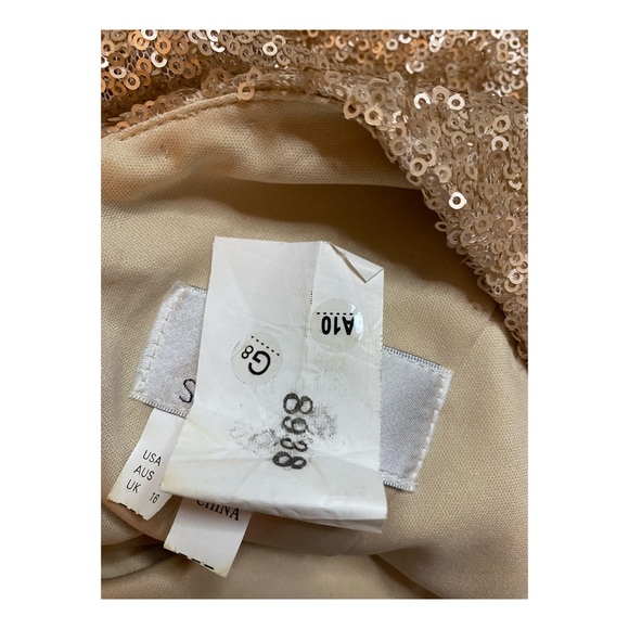 Sorella Vita Gold Sequined Plunge Neckline Sheath Gown 8938- Size 14 - Picture 6 of 6